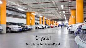  Presentation with cars - Audience pleasing PPT theme consisting of fluorescent - parking garage underground interior backdrop and a light gray colored foreground