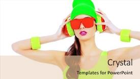  Presentation with events fashion show a - Presentation theme having fluorescent - portrait of a trendy dj background and a lemonade colored foreground