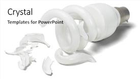  Presentation with light bulb - PPT theme with fluorescent lamp - broken energy saving light bulb background and a white colored foreground