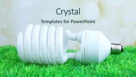  Presentation with green energy - Presentation design enhanced with fluorescent lamp - energy saving light bulb background and a sky blue colored foreground