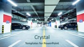  Presentation with underground metro rails - Beautiful slide set featuring fluorescent lamp - underground parking garage backdrop and a light blue colored foreground