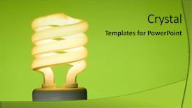  Presentation with green energy - PPT theme having fluorescent light bulb on green background and a gold colored foreground