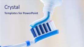  Presentation with fluoride - Slide deck with fluoride - closeup of a toothbrush background and a sky blue colored foreground