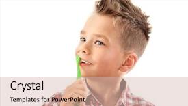 Presentation with brown sugar isolated on white - Beautiful PPT theme featuring fluoride - cute boy with toothbrush isolated backdrop and a soft green colored foreground