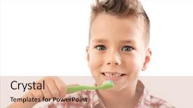  Presentation with fluoride - Beautiful slide deck featuring fluoride - cute boy with toothbrush isolated backdrop and a coral colored foreground