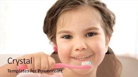  Presentation with fluoride - Amazing slide set having fluoride - cute little girl with toothbrush backdrop and a coral colored foreground