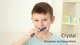  Presentation with fluoride - Audience pleasing presentation theme consisting of fluoride - smiling little boy brushing teeth backdrop and a lemonade colored foreground