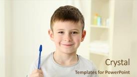  Presentation with fluoride - Beautiful presentation featuring fluoride - smiling little boy brushing teeth backdrop and a lemonade colored foreground