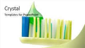  Presentation with tooth brush - PPT layouts consisting of fluoride - tooth paste on the green background and a white colored foreground