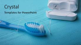  Presentation with dental floss - PPT theme with fluoride - toothbrush and dental floss background and a light blue colored foreground