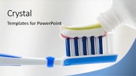 Presentation with fluoride - Presentation design featuring fluoride - toothbrush and toothpaste on blurred background and a white colored foreground