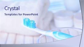  Presentation with fluoride - PPT theme enhanced with fluoride - toothbrush in glass on table background and a sky blue colored foreground