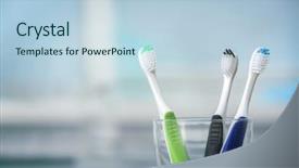  Presentation with fluoride - Beautiful PPT layouts featuring fluoride - toothbrushes in glass on blurred backdrop and a light blue colored foreground