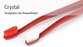  Presentation with white figure graphics - Cool new PPT theme with fluoride - toothbrushes isolated on white backdrop and a white colored foreground