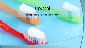  Presentation with fluoride - Presentation theme consisting of fluoride - toothbrushes with paste on blue background and a arctic colored foreground