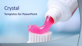  Presentation with fluoride - Colorful PPT layouts enhanced with fluoride - toothpaste squeezed from tube onto backdrop and a sky blue colored foreground