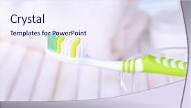  Presentation with memorial light - Beautiful slide deck featuring fluoride products - toothbrush in glass on table backdrop and a  colored foreground