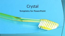  Presentation with blue - Cool new PPT theme with fluoride products - toothbrush on blue background backdrop and a  colored foreground