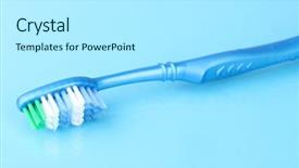  Presentation with up of a blue marble - Presentation theme having fluoride products - toothbrush on blue background background and a arctic colored foreground