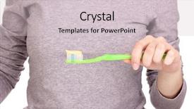  Presentation with kids hand sanitizer - Colorful slide deck enhanced with fluoride products - toothbrush with paste in hand backdrop and a  colored foreground