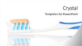  Presentation with white - Cool new presentation with fluoride products - toothbrush with paste isolated backdrop and a  colored foreground
