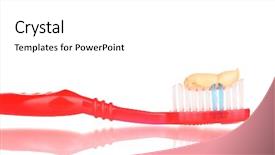  Presentation with frames isolated on white brown - Cool new slide deck with fluoride products - toothbrush with paste isolated backdrop and a  colored foreground