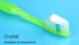  Presentation with blue - Colorful theme enhanced with fluoride products - toothbrush with paste on blue backdrop and a  colored foreground