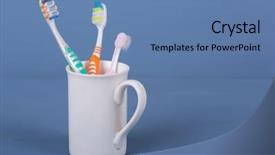  Presentation with fluoride - Slides with fluoride products - toothbrushes in a cup background and a teal colored foreground