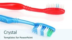  Presentation with fluoride - Amazing slide deck having fluoride products - toothbrushes isolated on white backdrop and a sky blue colored foreground