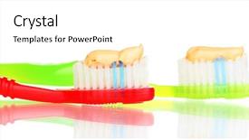  Presentation with monarch butterfly isolated on white - Presentation design enhanced with fluoride products - toothbrushes with paste isolated background and a white colored foreground