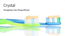  Presentation with white - Slides with fluoride products - toothbrushes with paste isolated background and a  colored foreground