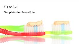  Presentation with data entry copy paste virtual assistant - PPT theme having fluoride products - toothbrushes with paste isolated background and a  colored foreground