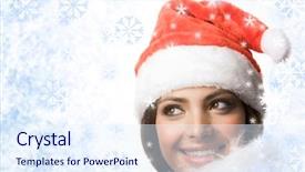  Presentation with santa - Colorful presentation theme enhanced with flurried - face of smiling woman backdrop and a  colored foreground