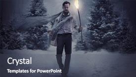  Presentation with scenery - Beautiful slide set featuring flurried - handsome man in winter scenery backdrop and a dark gray colored foreground