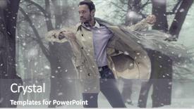  Presentation with scenery - Colorful presentation theme enhanced with flurried - handsome man in winter scenery backdrop and a gray colored foreground
