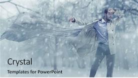  Presentation with winter taiga - Audience pleasing presentation design consisting of recycle - paper mill factory workers backdrop and a coral colored foreground