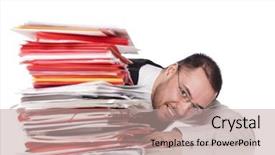  Presentation with desk - Colorful presentation theme enhanced with flurried - man behind a office desk backdrop and a  colored foreground