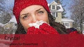  Presentation with tissue - Colorful presentation enhanced with flurried - miserable sick woman in falling backdrop and a crimson colored foreground