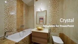  Presentation with flat - Beautiful slide deck featuring flush - interior of modern bathroom backdrop and a coral colored foreground