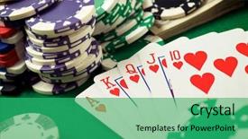  Presentation with green visi - Presentation design consisting of flush - view of a gaming table background and a ocean colored foreground