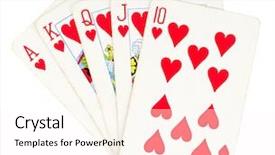  Presentation with royal - Colorful theme enhanced with flush royal cards isolated backdrop and a pink colored foreground