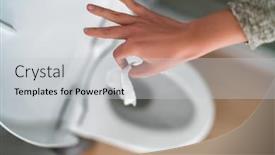  Presentation with disinfectant - Colorful PPT theme enhanced with flushing-down-disinfectant-wipes backdrop and a light gray colored foreground