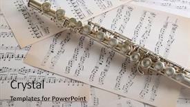  Presentation with music notes - Presentation consisting of flute on music notes background background and a light gray colored foreground