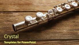  Presentation with flute - Slide deck having flute-on-wooden-background background and a tawny brown colored foreground