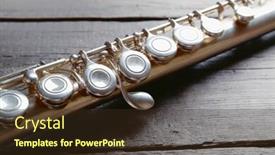  Presentation with flute - Presentation design featuring flute-on-wooden-background background and a tawny brown colored foreground