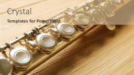  Presentation with flute - Audience pleasing PPT theme consisting of flute-on-wooden-background backdrop and a lemonade colored foreground
