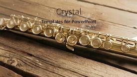  Presentation with flute - Theme featuring flute-on-wooden-background background and a coral colored foreground