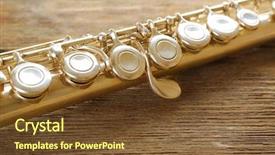  Presentation with flute - Beautiful PPT theme featuring flute-on-wooden-background backdrop and a tawny brown colored foreground