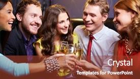  Presentation with flutes - Slide set featuring flutes of champagne at party background and a tawny brown colored foreground