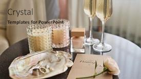  Presentation with wedding invitation - Presentation theme consisting of flutes-of-champagne-bottle background and a coral colored foreground